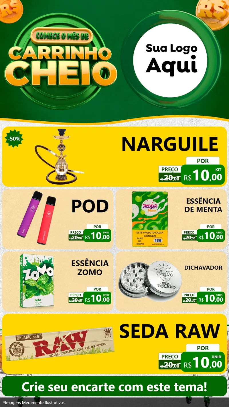 Modelo de TV para TV Vertical com o tema Carrinho Cheio para Tabacaria