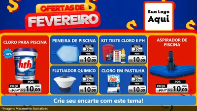 Modelo de TV para TV Horizontal com o tema Ofertas de Fevereiro para Produtos para Piscina