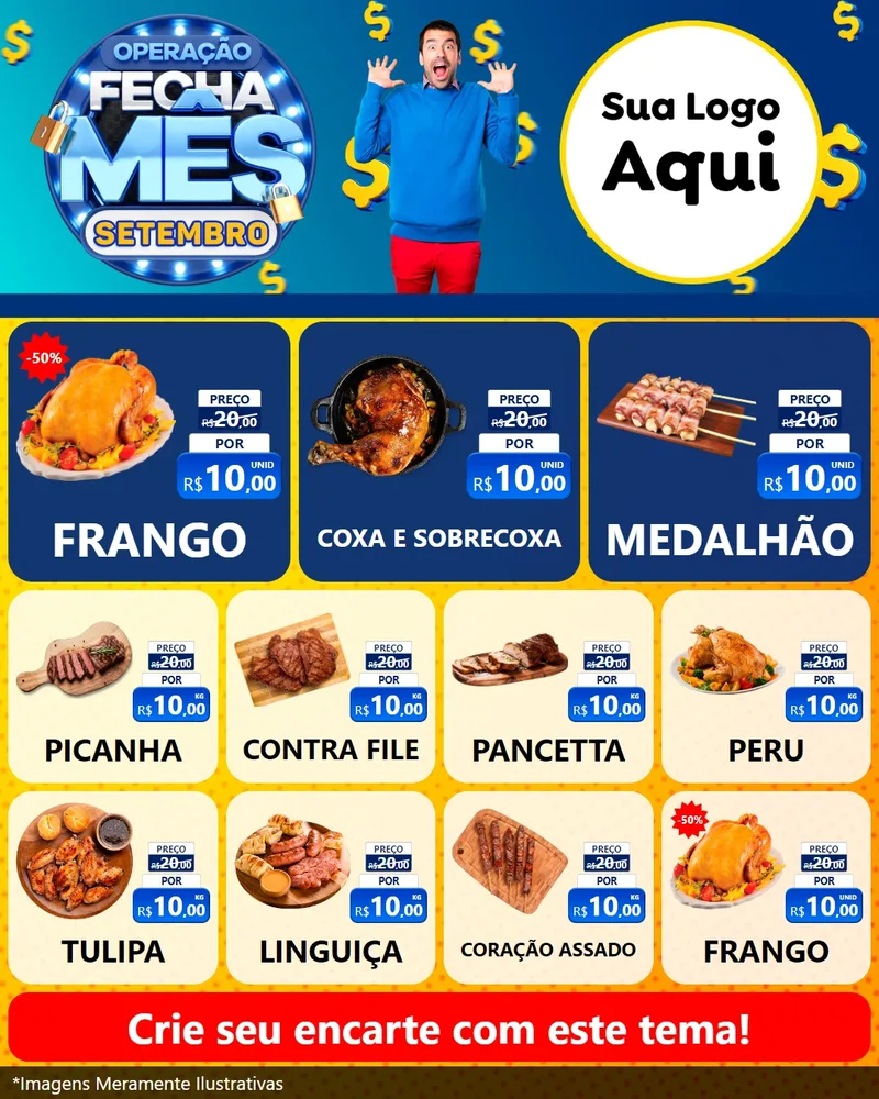 Modelo de Rede Social para Feed Instagram com o tema Operação Fecha Mês Setembro para Assados