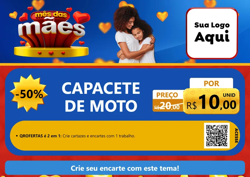 Modelo de Cartaz para Cartaz A4 Horizontal com o tema Mês das Mães para Moto peças