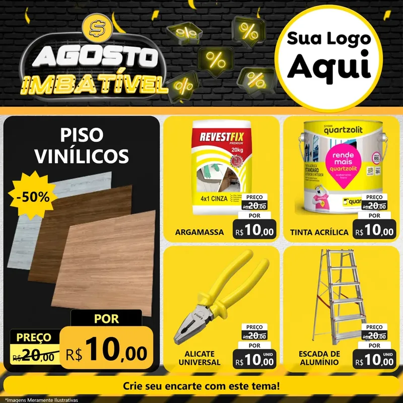 Modelo de Rede Social para Feed Facebook com o tema Agosto Imbatível para Material para Construção