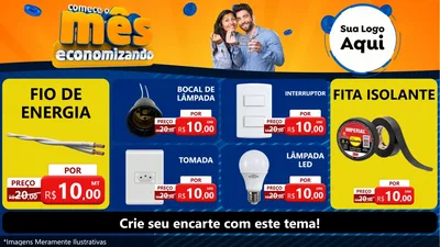 Modelo de TV para TV Horizontal com o tema Comece O Mês Economizando para Materiais Elétricos
