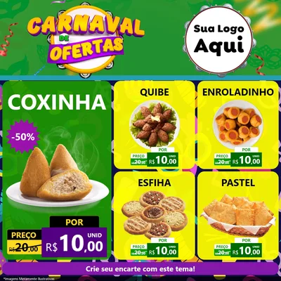 Modelo de Rede Social para Feed Facebook com o tema Carnaval de Ofertas para Salgadaria