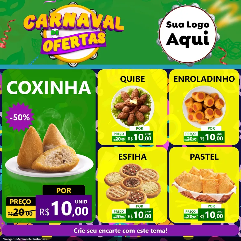 Modelo de Rede Social para Feed Facebook com o tema Carnaval de Ofertas para Salgadaria