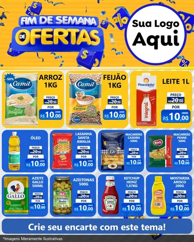Modelo de Rede Social para Feed Instagram com o tema Fim de Semana de Ofertas para Supermercado