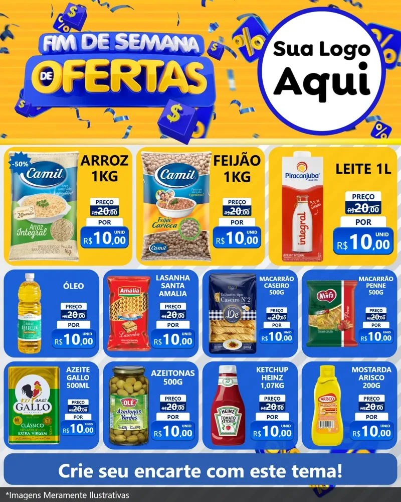 Modelo de Rede Social para Feed Instagram com o tema Fim de Semana de Ofertas para Supermercado