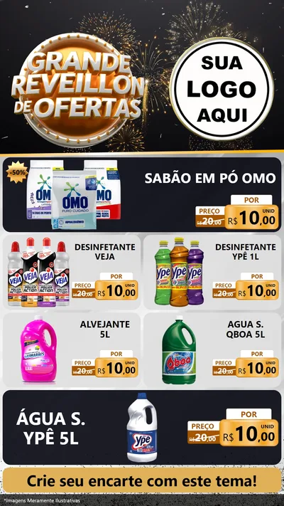 Modelo de TV para TV Vertical com o tema Grande Réveillon de Ofertas para Produtos de Limpeza