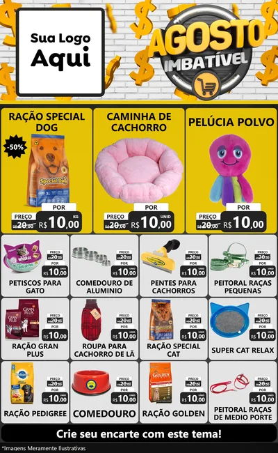 Modelo de Encarte para Encarte Grande com o tema Agosto imbatível para Pet Shop