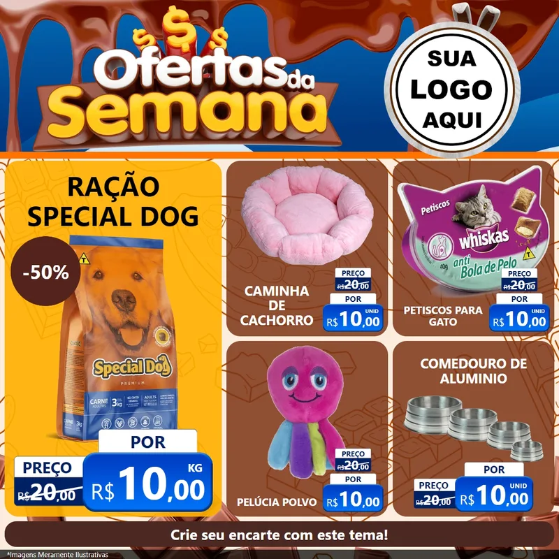 Modelo de Rede Social para Feed Facebook com o tema Ofertas da Semana - Páscoa para Pet Shop