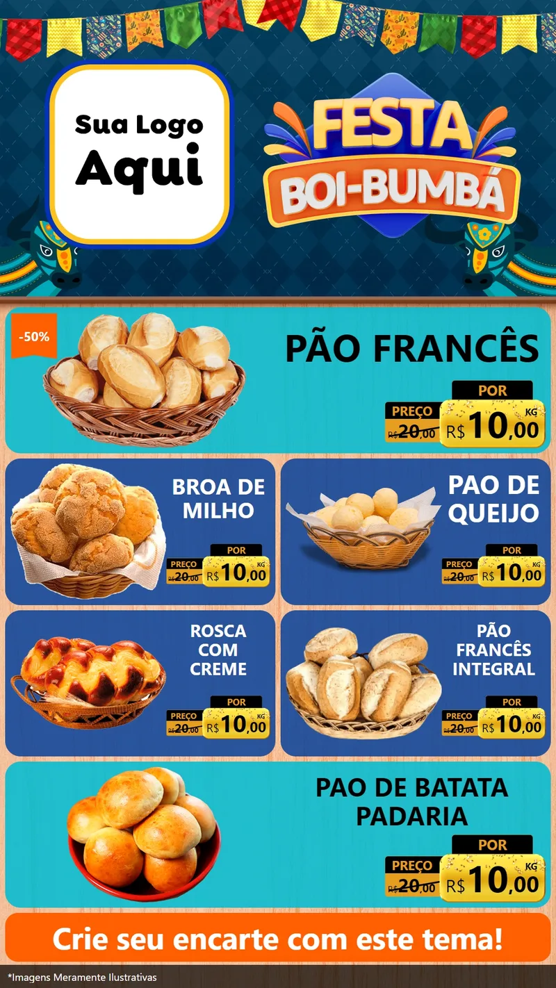 Modelo de TV para TV Vertical com o tema Festa Boi Bumbá para Padaria