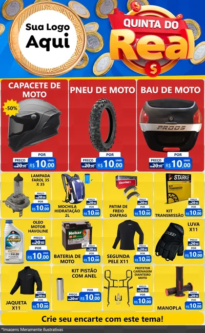 Modelo de Encarte para Encarte Grande com o tema Quinta do Real para Moto peças