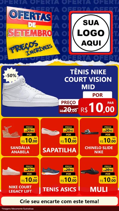 Modelo de Rede Social para Stories com o tema Ofertas de Setembro - Preços Incríveis para Calçados