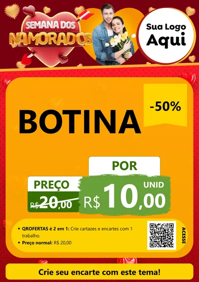 Modelo de Cartaz para Cartaz A4 Vertical com o tema Semana dos Namorados para Agropecuária