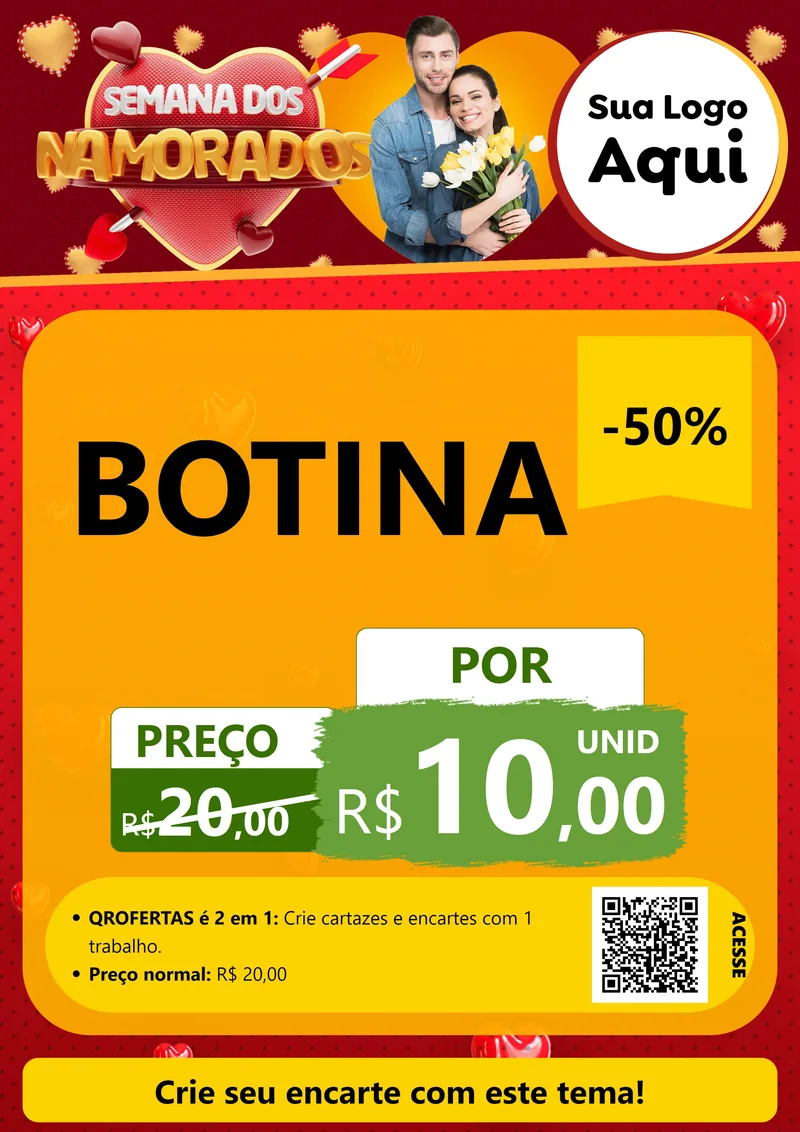 Modelo de Cartaz para Cartaz A4 Vertical com o tema Semana dos Namorados para Agropecuária
