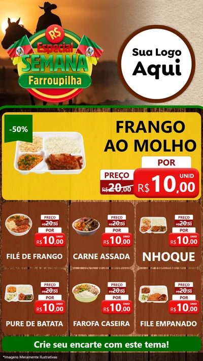 Modelo de Rede Social para Stories com o tema Especial Semana Farroupilha para Restaurante