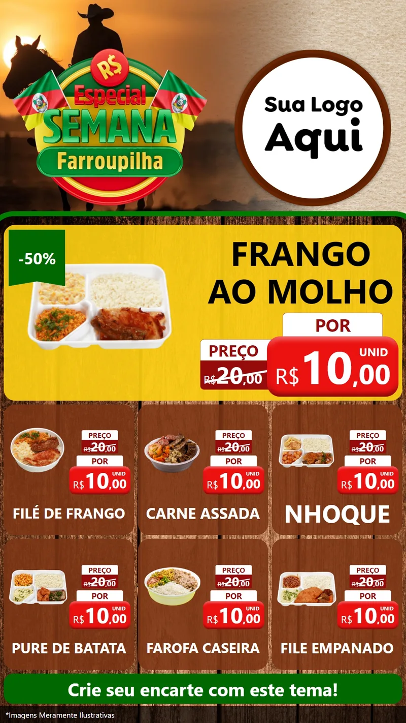 Modelo de Rede Social para Stories com o tema Especial Semana Farroupilha para Restaurante