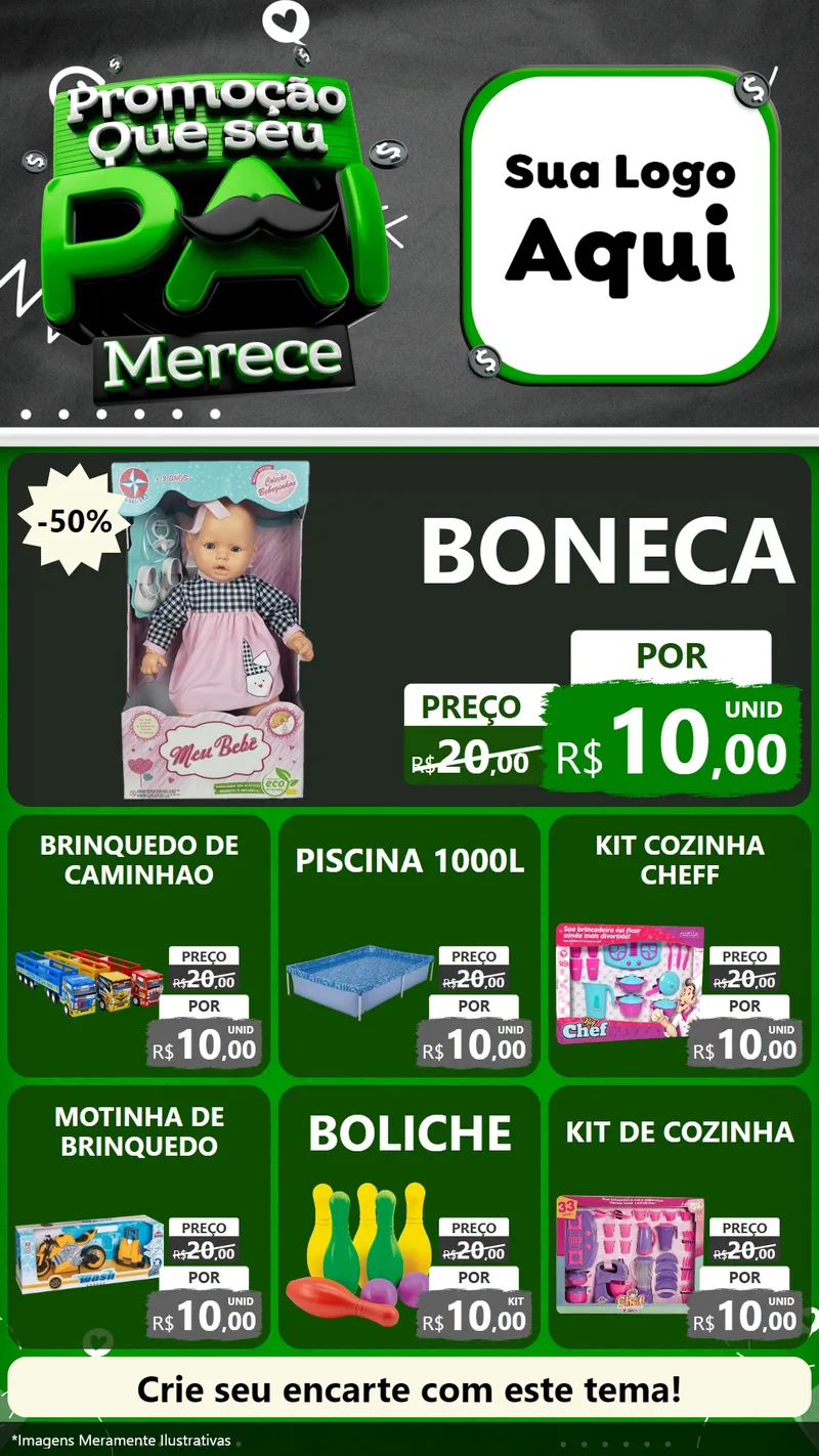 Modelo de Rede Social para Stories com o tema Promoção Que seu Pai Merece para Brinquedos
