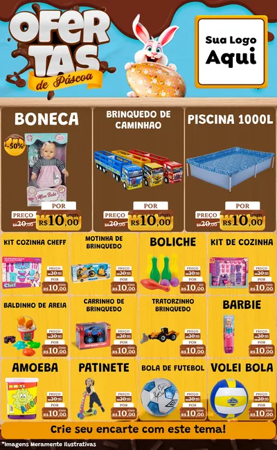 Modelo de Encarte para Encarte Grande com o tema Ofertas de Páscoa para Brinquedos