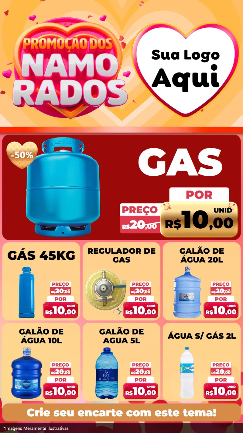Modelo de Rede Social para Stories com o tema Promoção dos Namorados para Água e gás