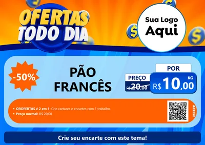 Modelo de Cartaz para Cartaz A4 Horizontal com o tema Ofertas Todo Dia para Padaria