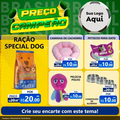 Modelo de Rede Social para Feed Facebook com o tema Preço Campeão - Copa para Pet Shop