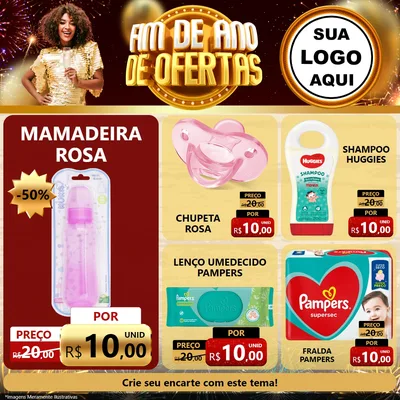 Modelo de Rede Social para Feed Facebook com o tema Fim de Ano de Ofertas para Bebês