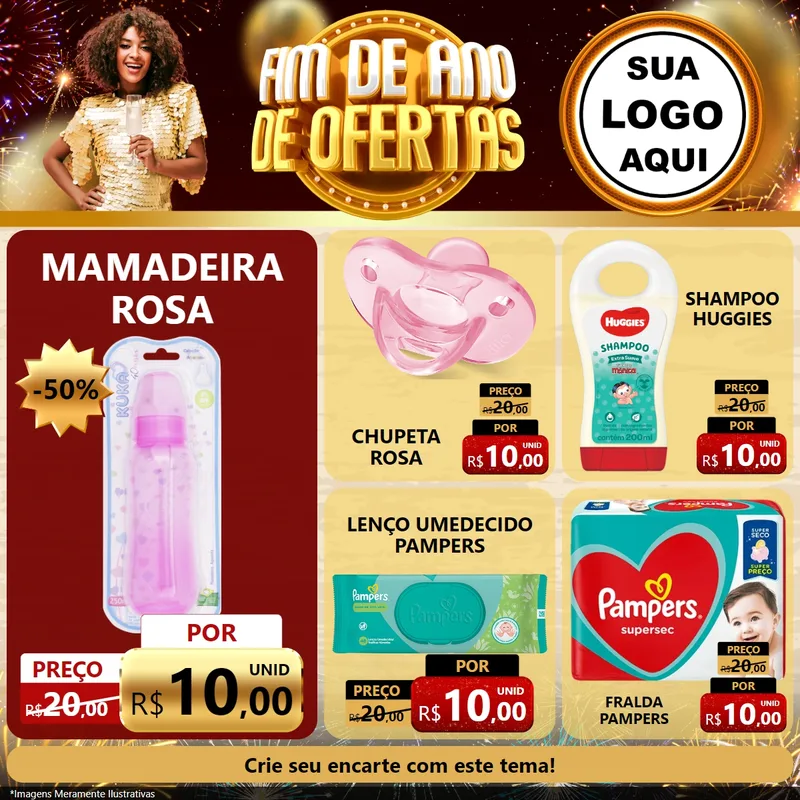 Modelo de Rede Social para Feed Facebook com o tema Fim de Ano de Ofertas para Bebês