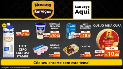 Modelo de TV para TV Horizontal com o tema Nossos Serviços para Frios e Laticínios
