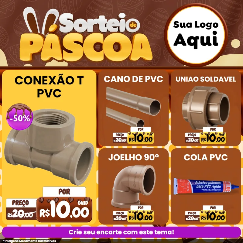 Modelo de Rede Social para Feed Facebook com o tema Sorteio de Páscoa para Tubos e conexões