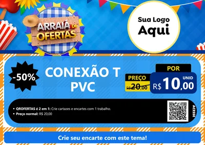 Modelo de Cartaz para Cartaz A4 Horizontal com o tema Arraiá de Ofertas para Tubos e conexões