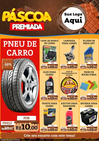 Modelo de Encarte para Encarte A4 Vertical com o tema Páscoa Premiada para Auto peças