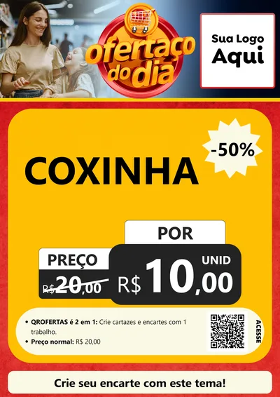 Modelo de Cartaz para Cartaz A4 Vertical com o tema Ofertaço Do Dia para Salgadaria