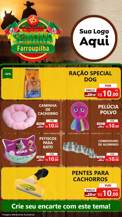 Modelo de TV para TV Vertical com o tema Especial Semana Farroupilha para Pet Shop