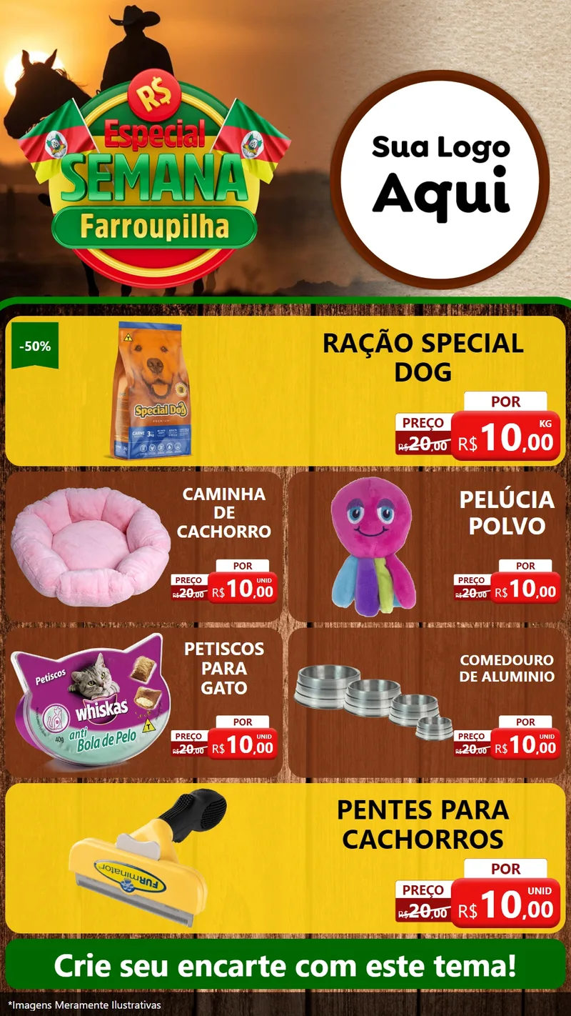 Modelo de TV para TV Vertical com o tema Especial Semana Farroupilha para Pet Shop