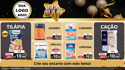 Modelo de TV para TV Horizontal com o tema Ofertas de Fim de Ano para Peixaria