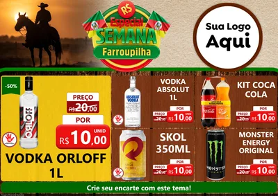 Modelo de Encarte para Encarte A4 Horizontal com o tema Especial Semana Farroupilha para Distribuidora de bebidas