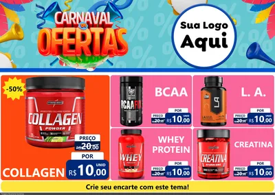 Modelo de Encarte para Encarte A4 Horizontal com o tema Carnaval de Ofertas para Suplementos alimentares