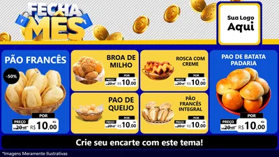 Modelo de TV para TV Horizontal com o tema Fecha Mês para Padaria