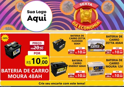 Modelo de Encarte para Encarte A4 Horizontal com o tema Sexta da Economia para Baterias Elétricas