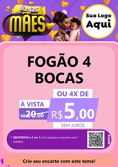 Modelo de Cartaz para Cartaz A4 Vertical com o tema Dia das Mães para Móveis e Eletro