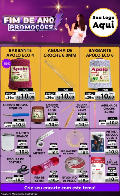 Modelo de Encarte para Encarte Grande com o tema Fim de Ano Promoções para Armarinho e Aviamentos