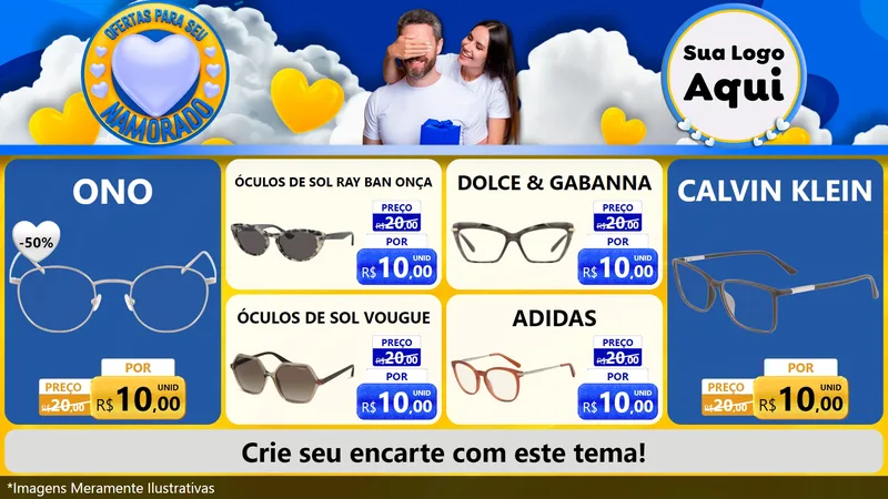 Modelo de TV para TV Horizontal com o tema Ofertas Para Seu Namorado para Óticas