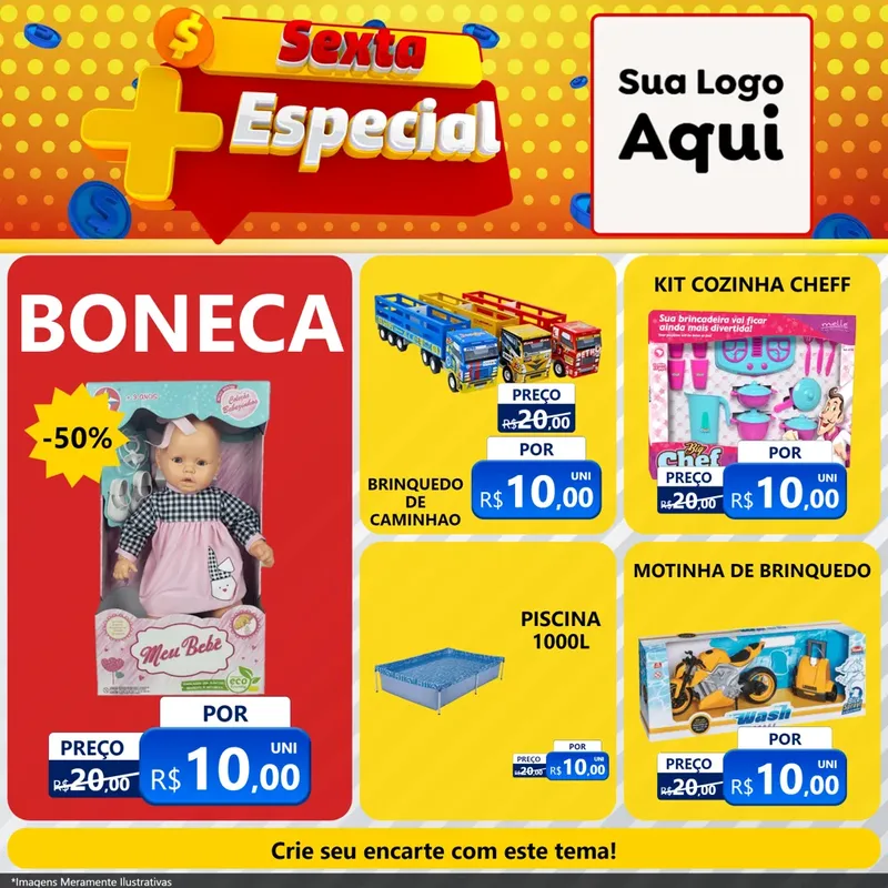 Modelo de Rede Social para Feed Facebook com o tema Sexta Mais Especial para Brinquedos