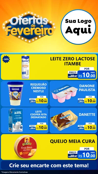 Modelo de TV para TV Vertical com o tema Ofertas de Fevereiro para Frios e Laticínios