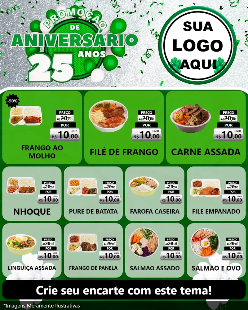 Modelo de Rede Social para Feed Instagram com o tema Promoção de Aniversário - 25 Anos para Restaurante