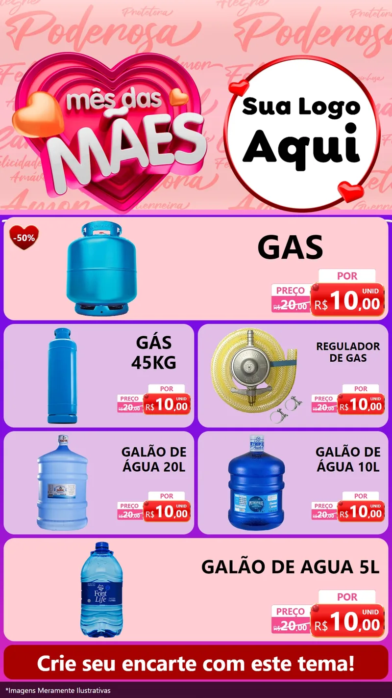 Modelo de TV para TV Vertical com o tema Mês Das Mães para Água e gás