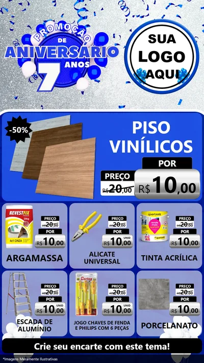 Modelo de Rede Social para Stories com o tema Promoção de Aniversário - 7 Anos para Material para Construção