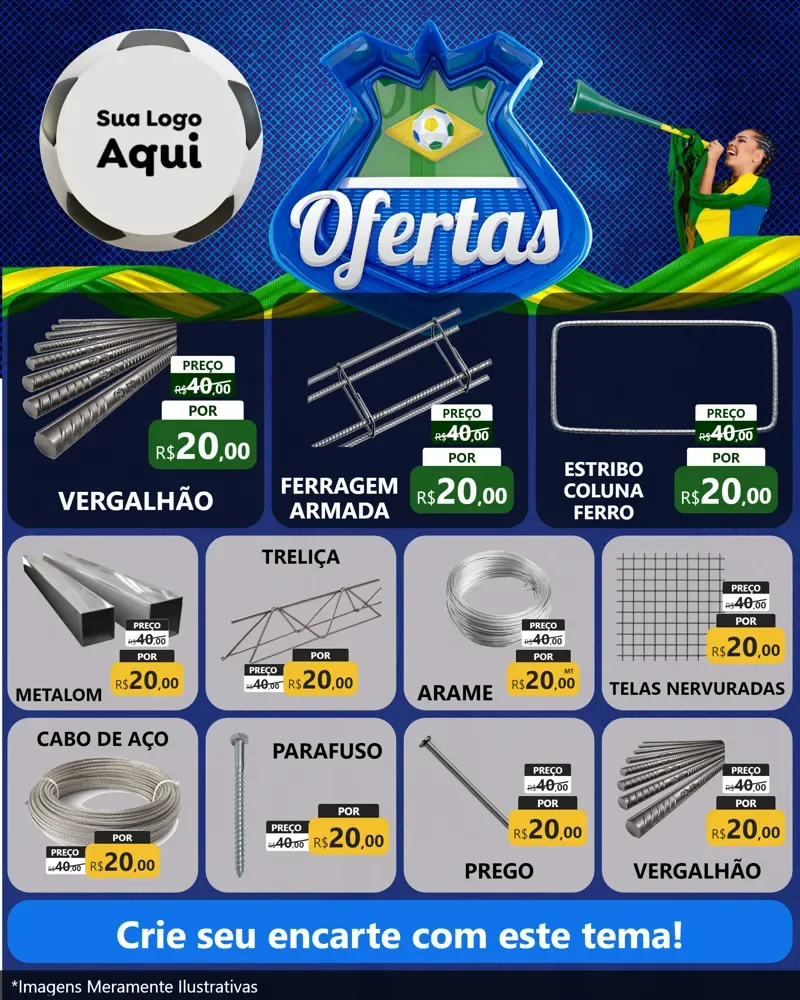 Modelo de Rede Social para Feed Instagram com o tema Ofertas (Futebol) para Ferragens