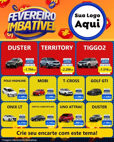 Modelo de Rede Social para Feed Instagram com o tema Fevereiro Imbatível para Concessionaria de Carros