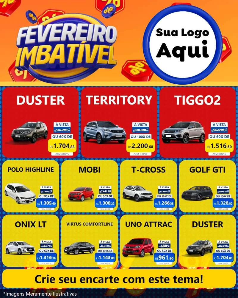 Modelo de Rede Social para Feed Instagram com o tema Fevereiro Imbatível para Concessionaria de Carros